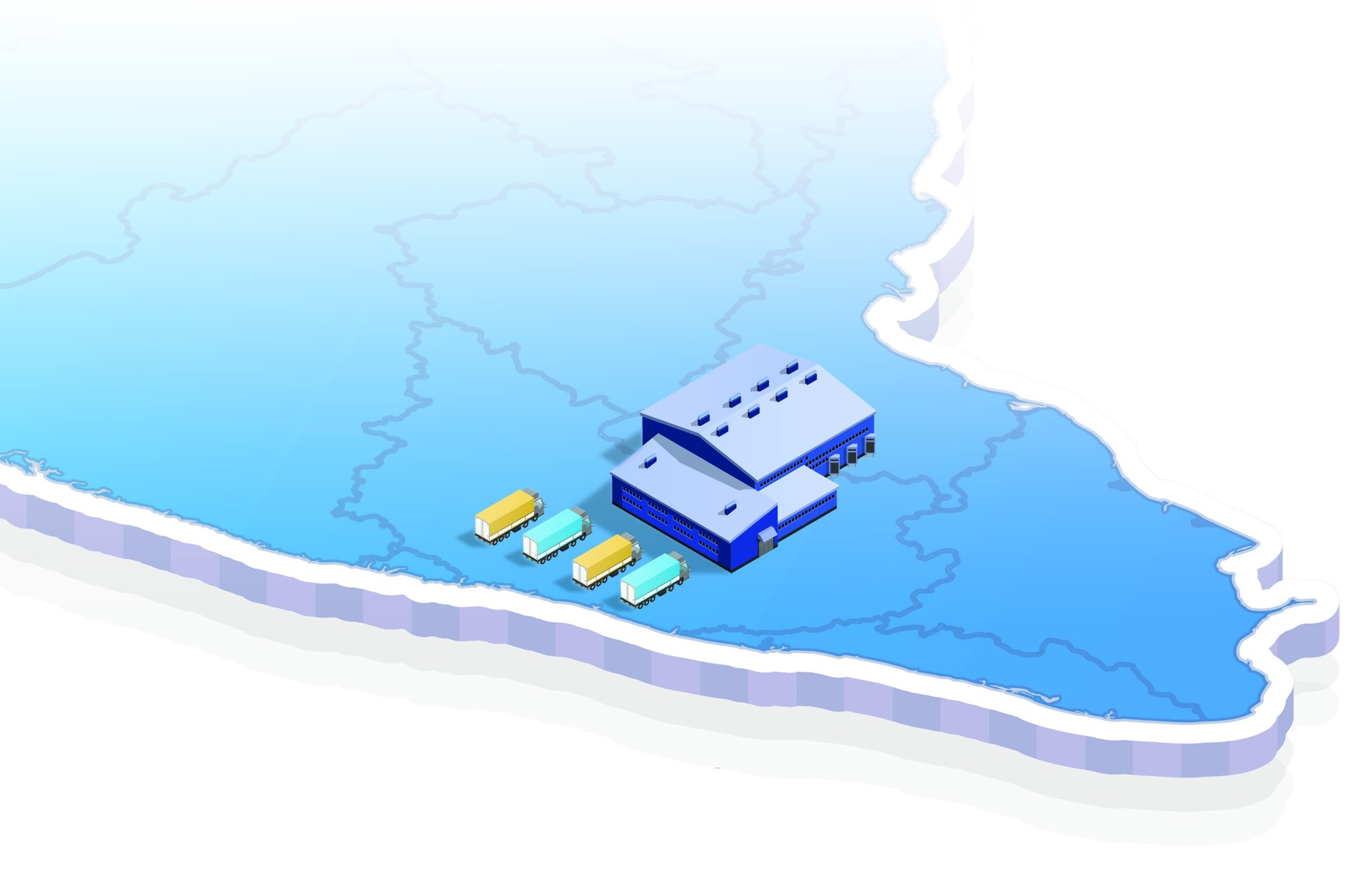 Map illustration showing GIPL facility network across South India