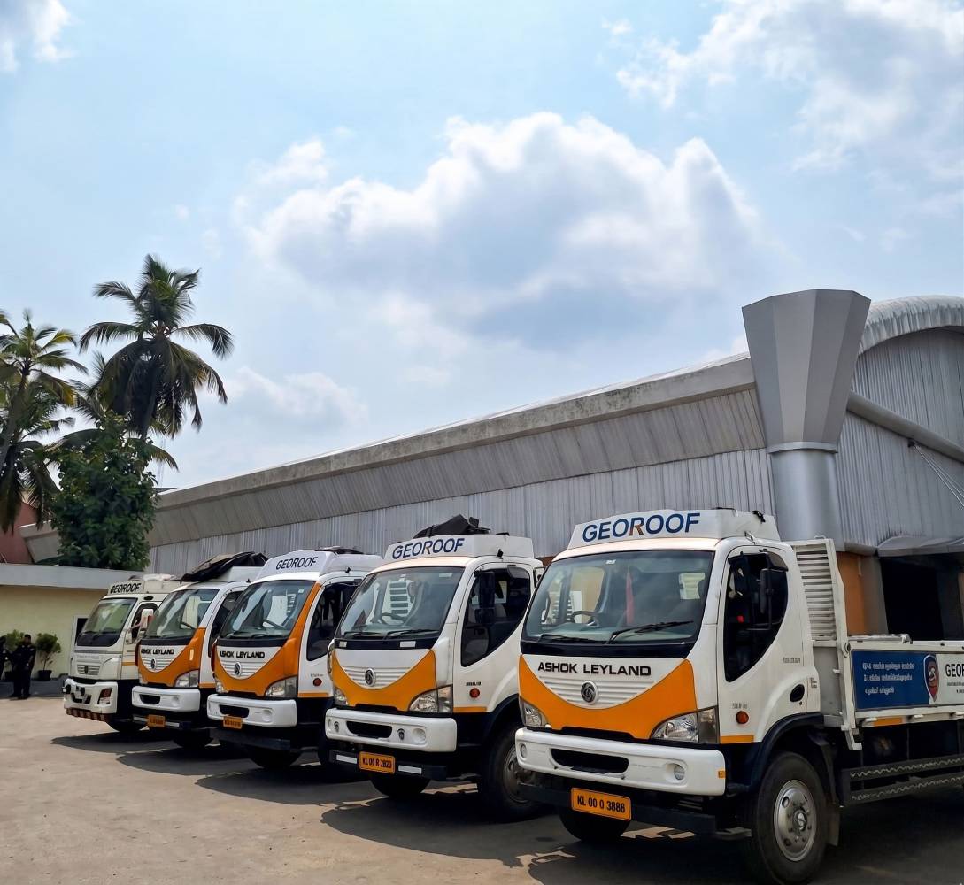Fleet of GIPL Georoof logistics trucks
