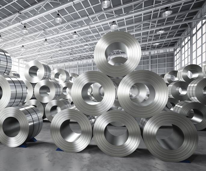 Steel coils stored in a GIPL warehouse