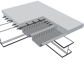 Exploded diagram of Tufdek decking sheet with concrete slab